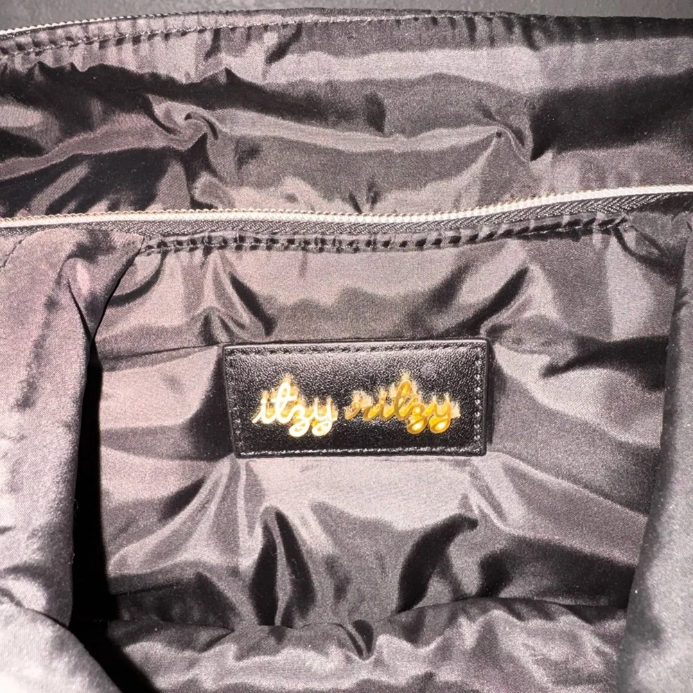 Itzy Ritzy Black Quilted Bag with Gold Accents